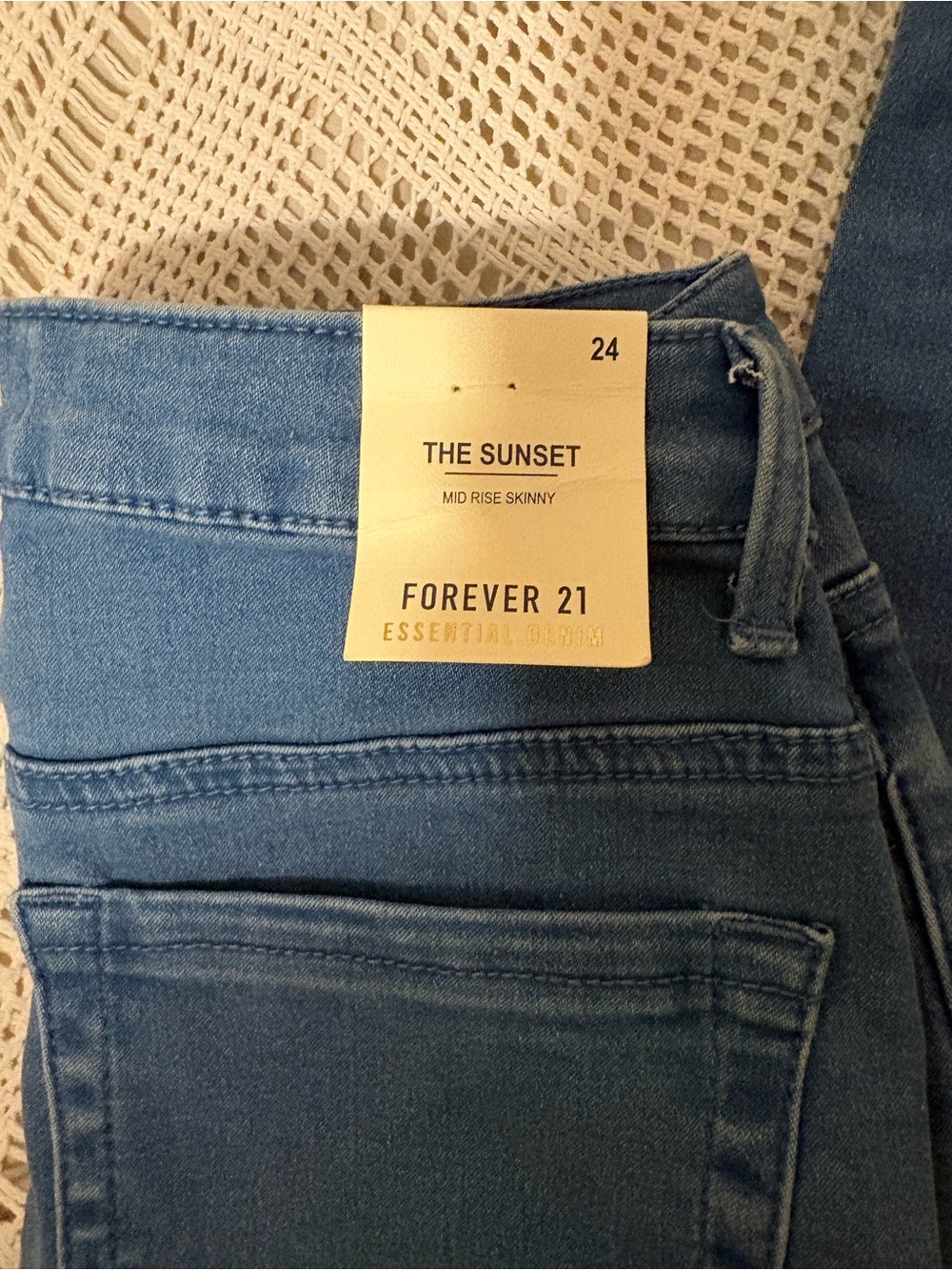 Forever 21 The Sunset Mid Rise Skinny Jeans - Blue Denim